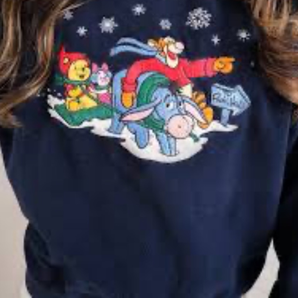 Vintage disney store navy fleece embroidered eeyore Pooh tigger sweatshirt xxl